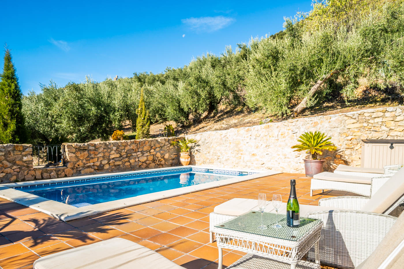 Zona de piscina vallada y totalmente privada